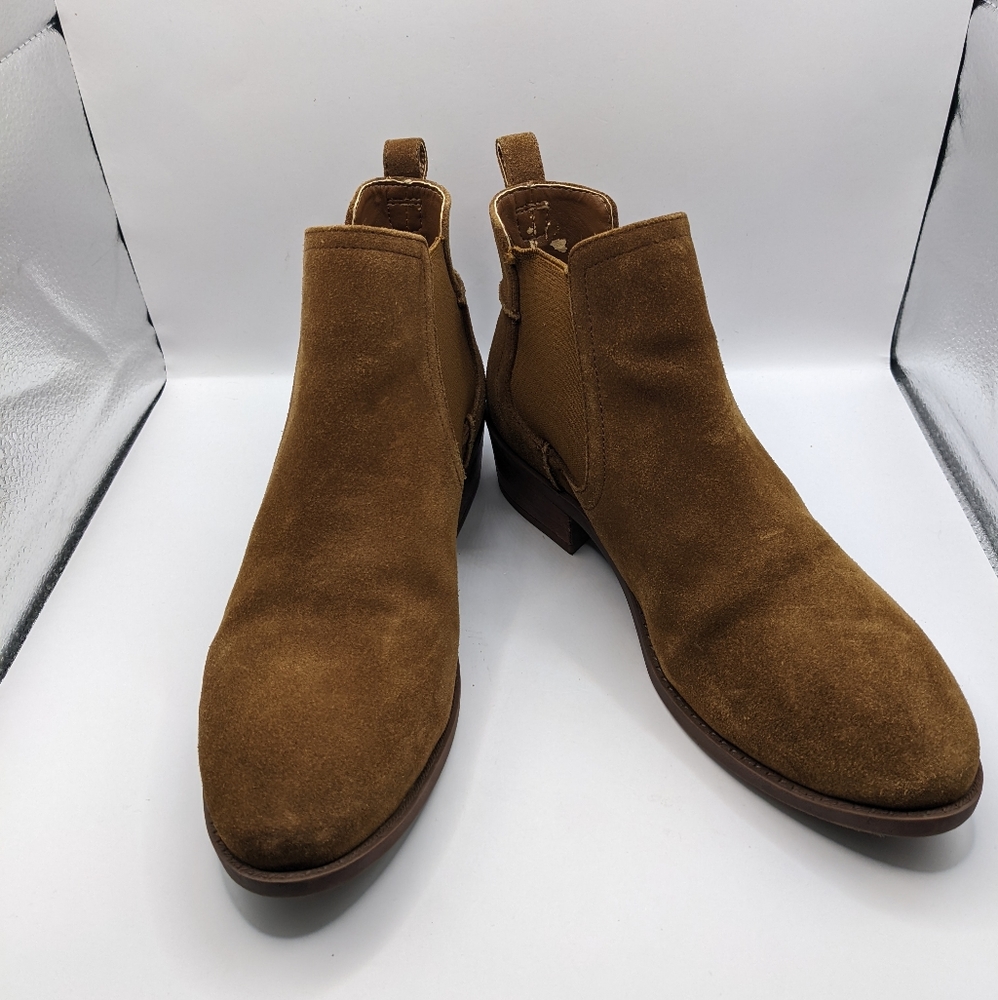 Steve Madden Boho Festival Tan Suede Chelsea Ankle Boots Almond Toe Size 8.5